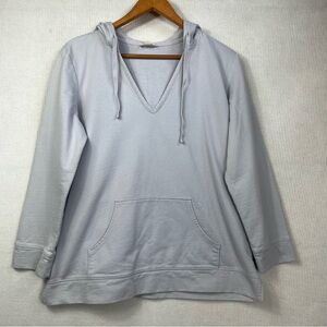 J. Jill Light Gray Organic Cotton Hoodie Sweatshirt Women’s Medium Minimalist